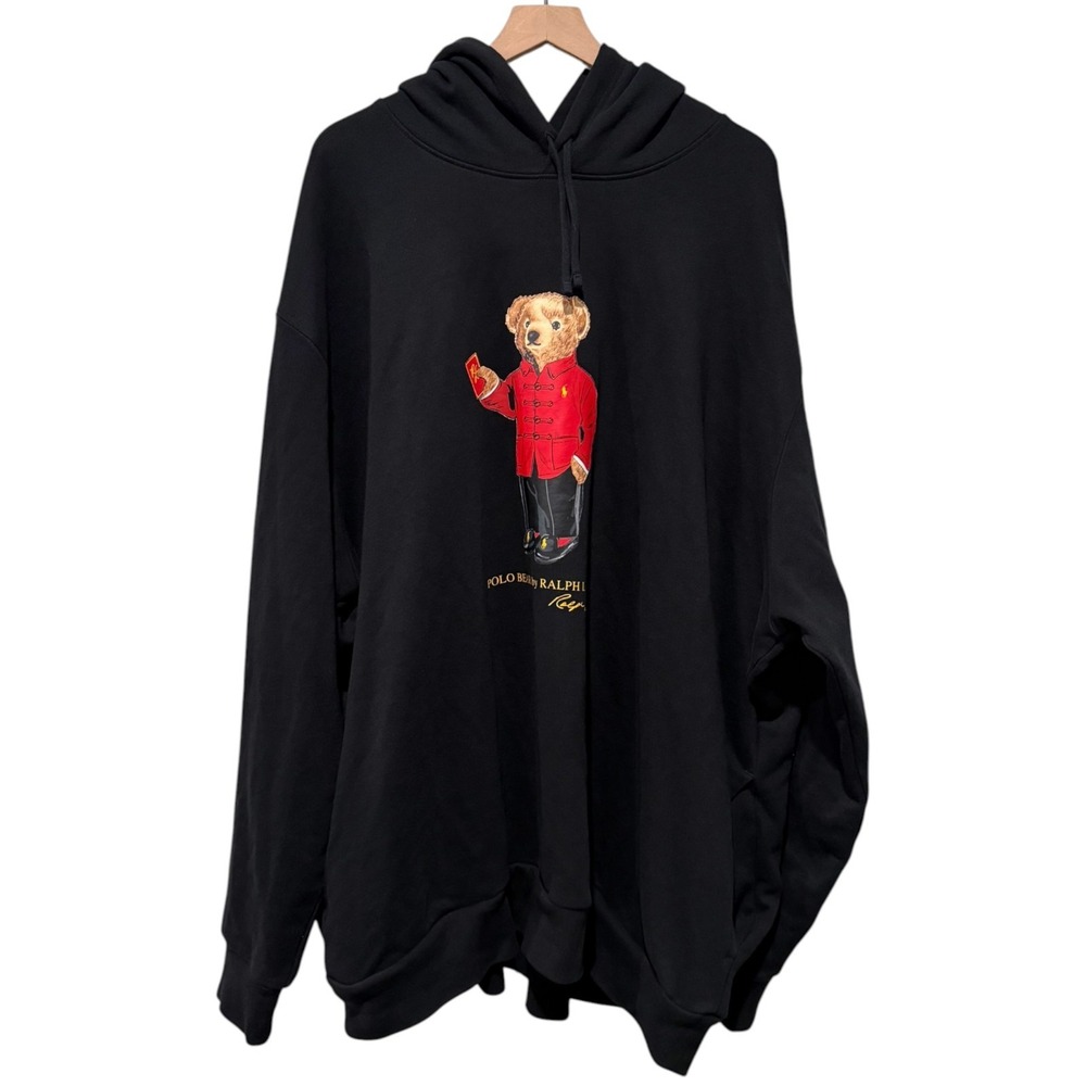 Polo Ralph Lauren Lunar New Year Polo Bear Cards Hoodie 4XLT Black Sweatshirt